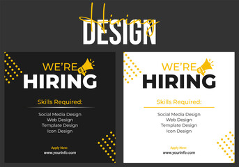 We are hiring recruitment open job vacancy design vector social media post banner template or web banner layout