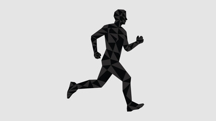Geometric Runner Silhouette in Motion: A Modern Sport and Fitness Concept with Abstract Design, Emphasizing Health, Activity, and Dynamic Movement