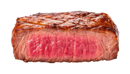 Perfectly cooked juicy medium rare steak meat close-up shot