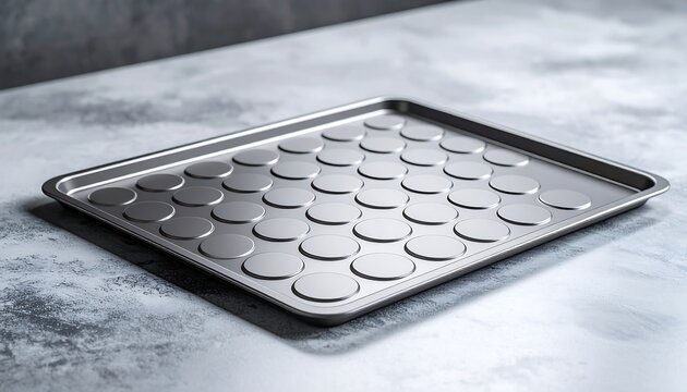 Baking Tray with Round Indents for Cookies Preparation