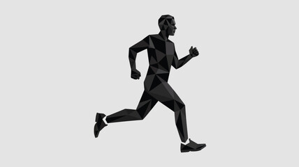 Fototapeta premium Polygonal runner in motion, stylized athlete with geometric shapes in a running pose, conceptual fitness and workout representation, athletic design, polygonal character art