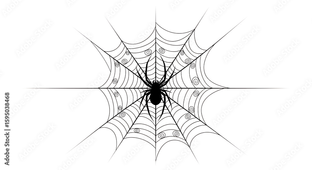 Wall mural intricate spiderweb pattern isolated on transparent background