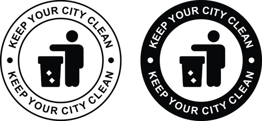 Keep Your City Clean – Eco Awareness Logo, Label, Stamp, Badge