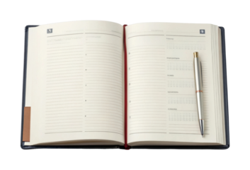 Open planner with pen displaying weekly calendar layout