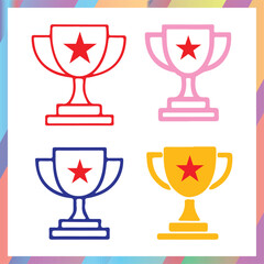 win icon. trophy icons and colorful Trophy and Award Icons Set