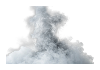 Dense cloud of swirling white smoke rising in the air