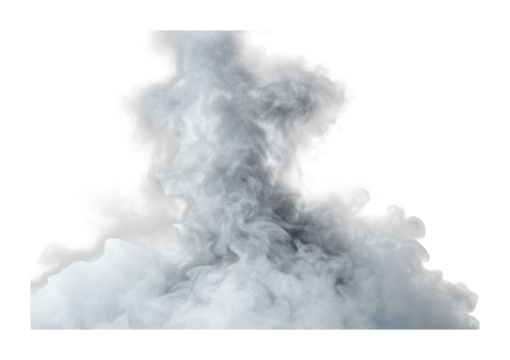 Dense cloud of swirling white smoke rising in the air