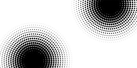 Set of halftone dots gradient pattern texture isolated on white background. Straight dotted spots using halftone circle dot raster texture. Vector blot half tone collection.