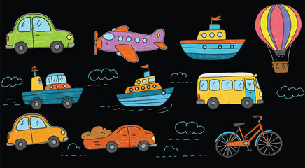 vector set of transport icons