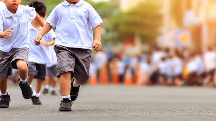 Fototapeta premium Group of Kids Running Outdoors