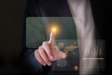 Corporate professionals crafting an AI prompt on a digital device, perfect for innovation, future tech, artificial intelligence training, language models, and smart assistants.d