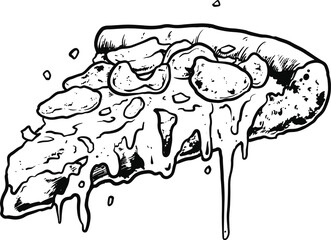 Fastfood illustration in engraved style