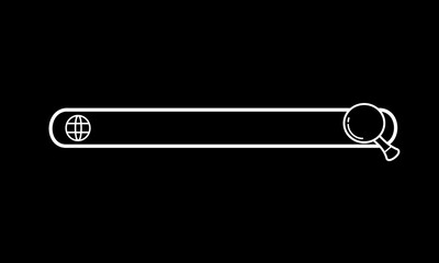 A clean and minimal search bar design in outline style, featuring a globe icon on the left and a magnifying glass icon on the right. Ideal for website UI, browser templates and mobile app interfaces