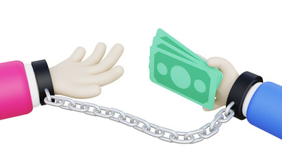 Financial crime concept, bribed officer with handcuffs to punish offender, 3D illustration