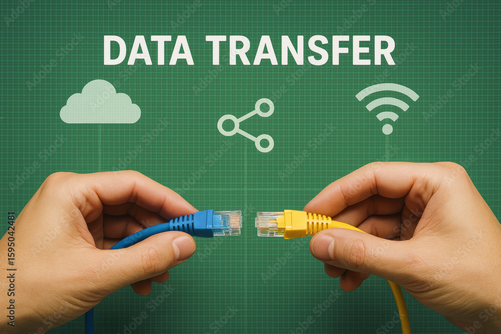 Poster data transfer and network connection assemble reliable cloud communication using cable and wireless 