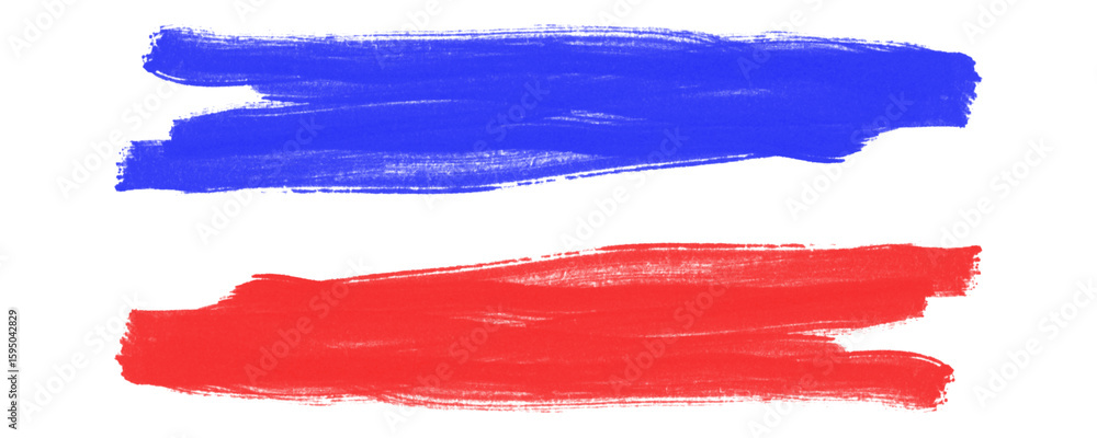 Poster marker line design in red and blue with scribble texture and pencil hatching for focus elements on a