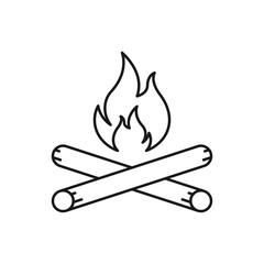 Bonfire icon, campfire, thin line symbol on white background - editable stroke vector illustration eps 10