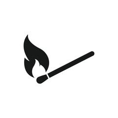 Burning match icon. Burning matchstick. Vector.
