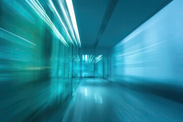 Fototapeta premium Modern, futuristic hallway. Blurred motion
