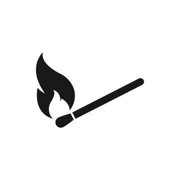 Burning match icon. Burning matchstick. Vector.