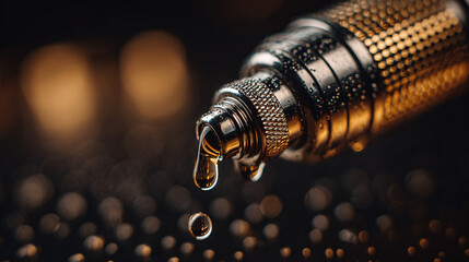 Close-up of Metal Dropper with Coffee Extract Dripping