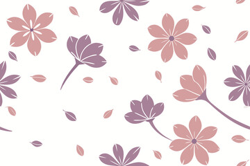 Petal Pattern Pink Purple Flowers Scattered floral blossom