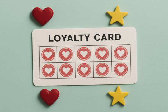Loyalty card rewards achievement and success through filled stamps showing trust and strong customer relationship
