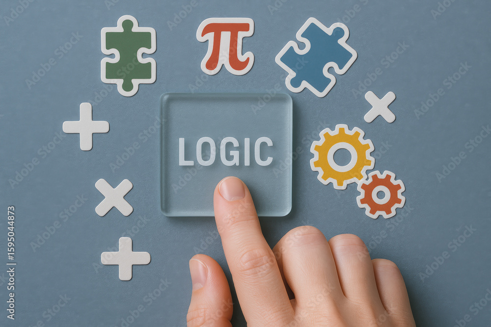 Poster logic problem reason calculation intellect solution thinking and concept create inspiring mental cha