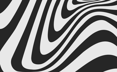 A black and white distorted stripes backdrop. A zebra skin background. Deformed shapes flowing texture.