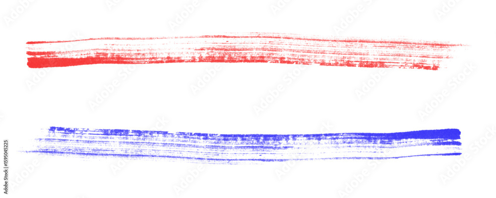 Poster . red and blue marker brush strokes with sketchy edge for use in creative elements isolated on a tra