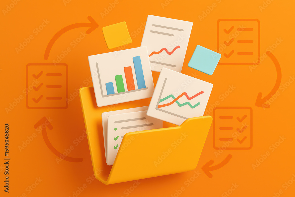 Aufkleber checklist graph business and motion illustrate document data and report organization for success