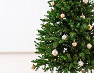 Decorating a christmas tree home interior holiday decor cozy environment close-up view festive atmosphere