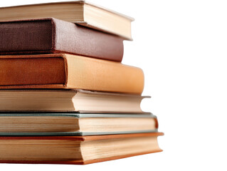 Stack of Literary Treasures: A stack of various aged and colored hardback books create a visually rich still life, inviting viewers into a world of stories and knowledge.