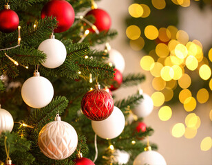 Christmas decoration celebration home festive close-up elegant ornaments and lights