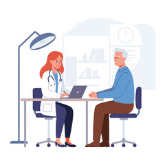 Elderly patient getting advice from female doctor