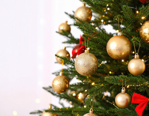 Festive christmas tree decorations home photography cozy atmosphere close-up holiday spirit