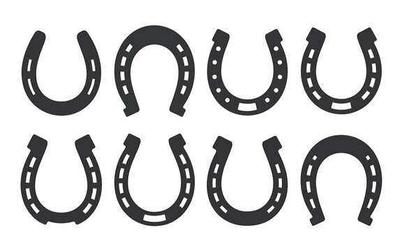 Lucky Charms An Array of Eight Horseshoe Black Designs for Success and Charm