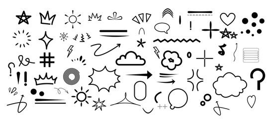Hand-Drawn Doodle Icons Set for Creative Designs