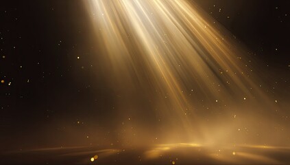 Golden light beams on a dark stage