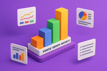 Startup growth and maturity represent business phases through development for success and progress
