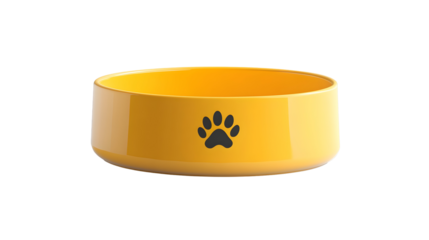 Yellow dog bowl with paw print design
