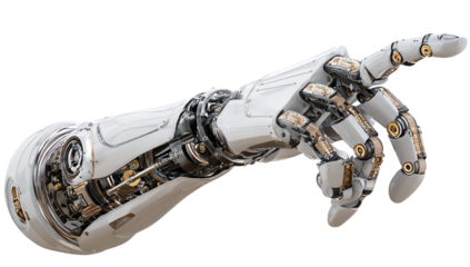 Artificial hand points, ready to connect