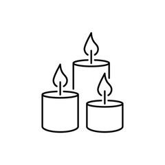 Scented candles line outline icon. Candle icon. Editable stroke. Vector illustration.
