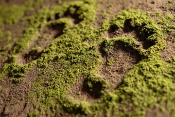 Obraz premium Animal footprints in a mossy area