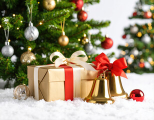 Festive christmas gift presentation cozy home holiday decor vibrant environment close-up joyful celebration