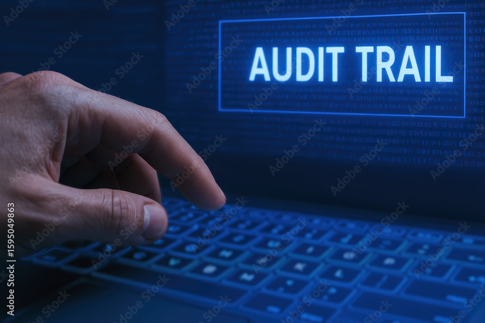 Poster audit trail encryption security data protect information by monitoring and tracking digital records