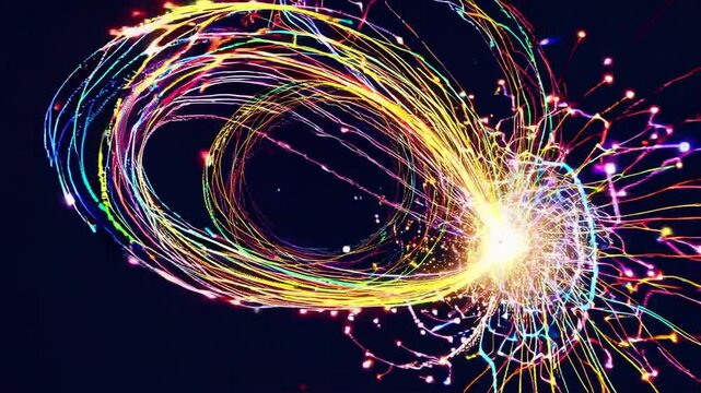 Subatomic Particle Collision in Hadron Collider: 3D Rendered Astrophysics Concept