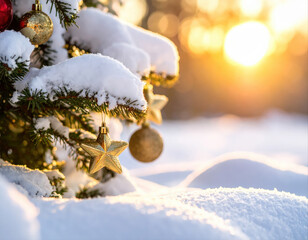 Christmas celebration tree decorations winter wonderland photography outdoor close-up festive vibe