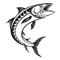 Tribal fish jumping out of water isolated on white background