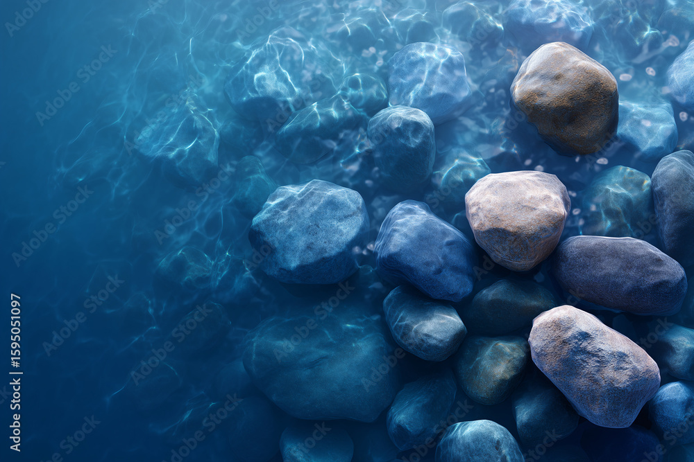 Aufkleber underwater view of stones in clear water, creating a tranquil scene with a sense of depth and textur